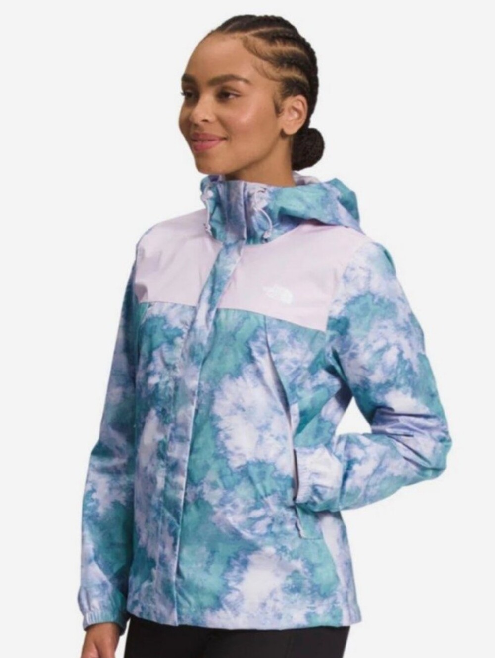The North Face Printed Antora Rain Jacket Blue White Dye Waterproof Hooded S